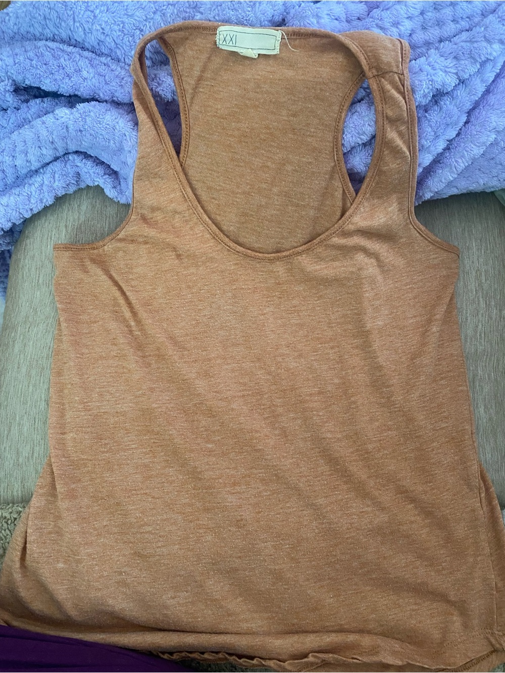 XXI Forever 21 Warm Rust Orange Heathered Racerback Tank Top|small